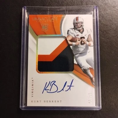 #11/25 Kurt Benkert Rookie Patch Auto 2018 Panini Immaculate Virginia Autograph  - Image 1 of 4