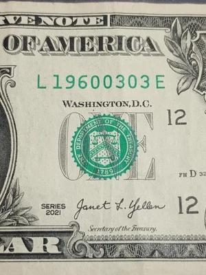 2021 $1 L SAN FRANCISCO BEP L-E BLOCK BIRTHDAY NOTE MARCH 3 1960 (L19600303E) - Image 1 of 4