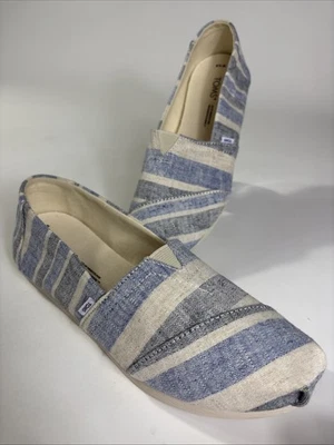 Toms Women's Alpargata Heritage Slip On Flats Light Blue Striped- Size 6.5 - Image 1 of 4