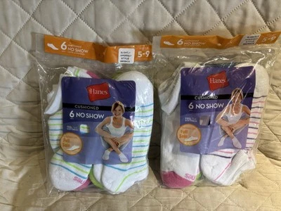 BRAND NEW WOMEN'S SIZE 5-9 HANES 12 PACK CUSHIONED NO SHOW SOCKS SHIPS FREE - Image 1 of 3