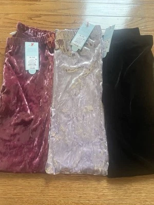 Лот из 3 Cat & Jack девочки XL 14/16 измельченный бархат леггинсы черный/бордовый/пурпурный - Изображение 1 из 4