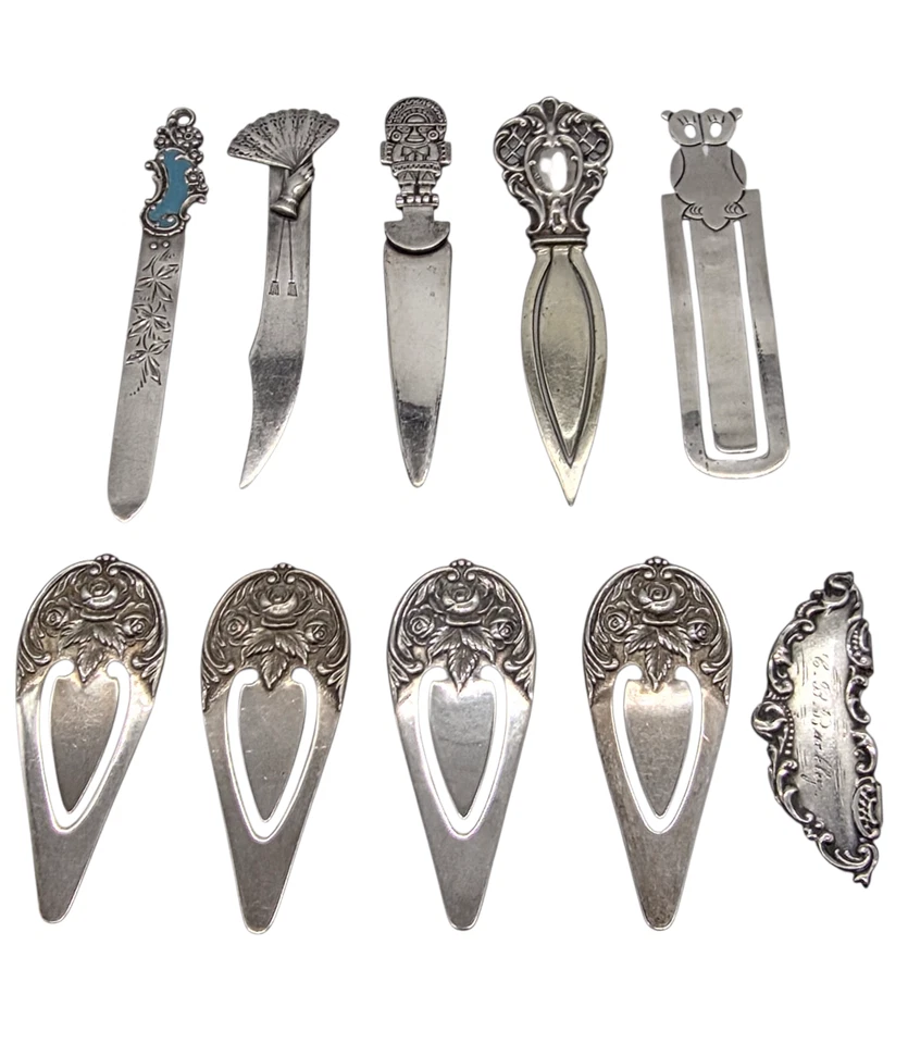 批量 10 件 纯银 书签 夹开器 混合 Kirk 儿子 图案 珐琅猫头鹰 — 第 1/4 张图片