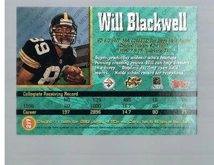 1997 Topps Stadium Club Members Only Will Blackwell #217 Steelers San Diego St - Picture 1 of 1