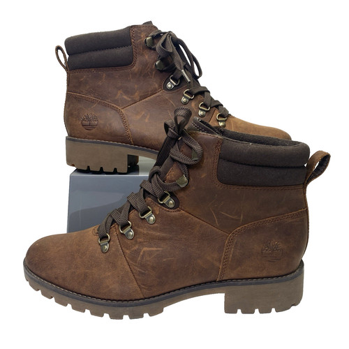 Timberland Ellendale Stivali Donna 10 Impermeabili Pelle Marrone Escursionismo Trail Scarpa