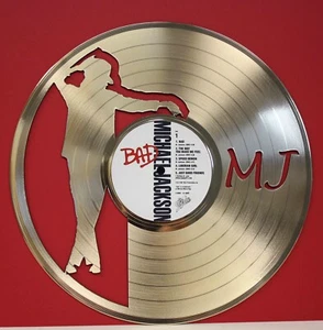 Michael Jackson "Bad" laser cut Gold LP Record wall art - Picture 1 of 4