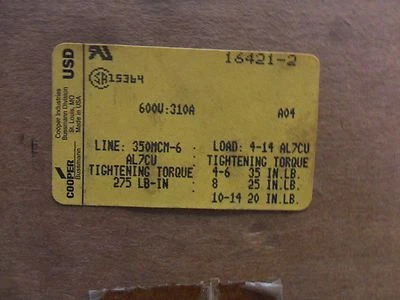 New Bussmann 16421-2 PDB Power Distribution 600V 310A 350MCM-6 6763 - Image 1 of 4