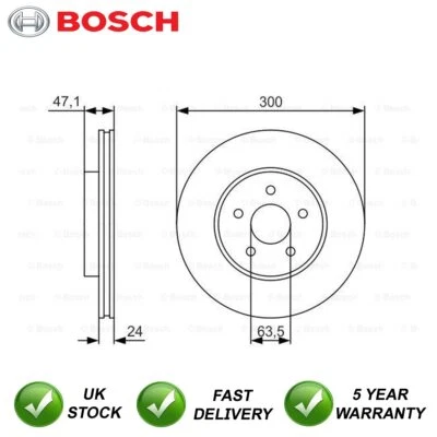Brake Discs Front Bosch Fits Ford Mondeo 2000-2007 Jaguar X-Type 2001-2009 - Image 1 of 4