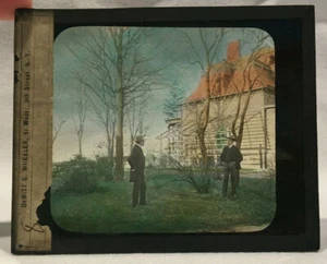 DeWitt C Wheeler Color Glass Negative Magic Lantern Slide 8 2 Men New York City - Picture 1 of 5