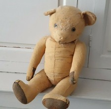 Ancien ours en peluche 46 cm yeux en verre début XX - 15140