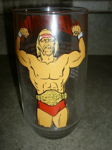Hulk Hogan 1985 WWF HULKAMANIA Drinking Glass Wrestling Excellent Condition Cover