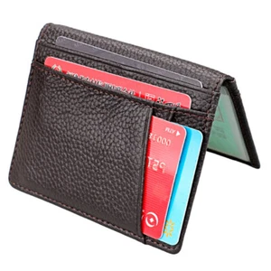 Mens Minimalist ID Credit Card Holder Clutch Coffee Wallet Money Clip Purse Gift - Picture 1 of 5