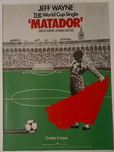 JEFF WAYNE 'Matador' 12.6.1982 MW CBS Advert/Poster - WORLD CUP 1982 ITV THEME. - Picture 1 of 2