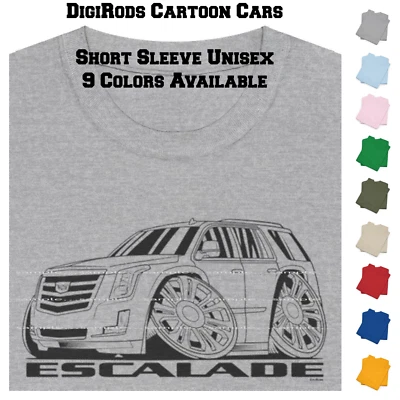 Camiseta DigiRods Cadillac Escalade Luxury SUV Contorno Negro Dibujos Animados Colores Coche Foto 1 de 4