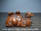 3.9" Chinese Boxwood Wood Camel Llamas Two-humped Camel King of the Desert Sta