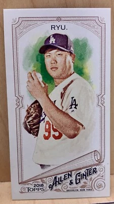 2018 Topps Allen & Ginter Hyun-Jin Ryu Mini Red Brooklyn Back /25 #303 Dodgers - Image 1 of 3