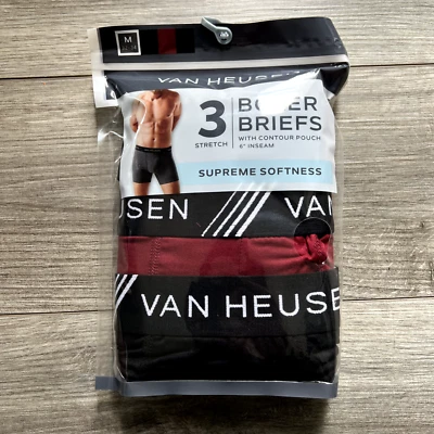 NUEVO PAQUETE DE 3 CALZONCILLOS BOXER VAN UEUSEN PARA HOMBRE 6" ENTREPIERNA ELÁSTICOS TALLA M MULTICOLOR Foto 1 de 4