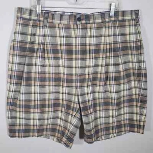 Jos A Bank Plaid Shorts 40W Pleated - Picture 1 of 8