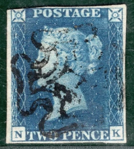 GB 1840 TWO PENCE BLUE QV SG.5 2d Plate 2 (NK) Light MX Cat £1,000- BLRED28 - Picture 1 of 6