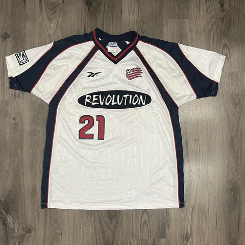 New England Revolution Jersey Raul Diaz Arce 1998 Large Vintage White Away Kit Cover