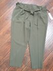 Calvin Klein Women's Size 16W Paperbag Pants Green Tie-Belted Nwt- $109