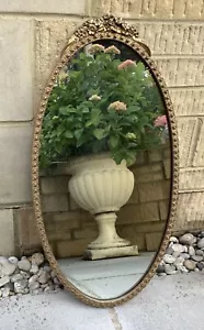 VINTAGE SMALL OVAL GOLD FINISH FRAMED WALL MIRROR - PICK UP ONLY - Picture 1 of 4