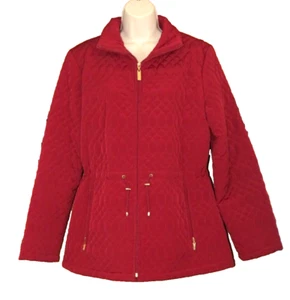 Ellen Tracy Quilted Car Coat Ruby Red Size Large* - Picture 1 of 8