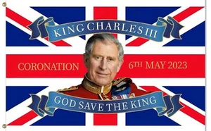 Coronation Union Jack Flag 5X3' King Charles Garden Street Pub Party Decoration - Picture 1 of 3