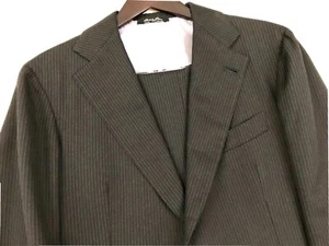 Pantalones de traje a rayas Sartoria Sabino Napoli Bespoke 2 Btn 2 Vent FF - Imagen 1 de 12