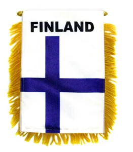 1 Dozen Finland Mini Banner Flag 4x6in International Rear view Mirror Flag - Picture 1 of 2
