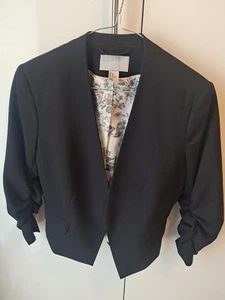 Blazer H&M Schwarz Gr 40 Kurz Geraffte 3/4 Ärmel Kurzblazer Jacke Damen - Bild 1 von 8