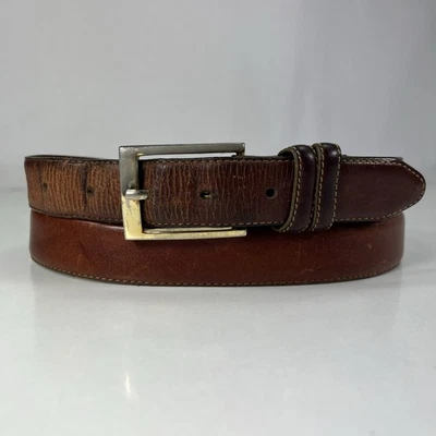 Cinturón de vestir de cuero genuino marrón envejecido muy usado - para hombre talla 38 Foto 1 de 4