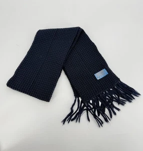 Vintage Pendleton Fringe Scarf 100% Virgin Wool Navy Blue USA Made - Picture 1 of 5