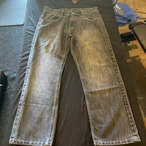 Pantalones de mezclilla Southpole para hombre 38x30 negros pierna recta relajados desgastados lengüeta marrón Y2K - Imagen 1 de 17