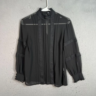 Blusa top de encaje negra Soho New York & Company para mujer talla XS Foto 1 de 4