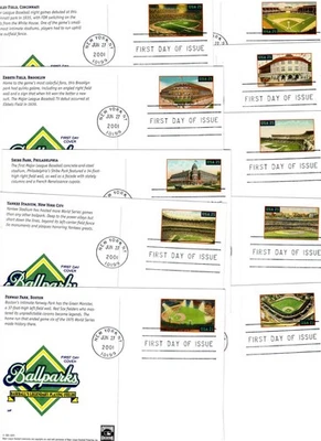 2001 #UX365-374 LEGENDARY PLAYING FIELDS PCs COMP. SET HOUSE OF FARNAM  UA GEM! - Image 1 of 2