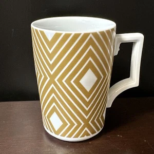 Starbucks Holiday Rosanna Slim Mug Cup 2013 White Gold Diamond Designs 12 Oz - Picture 1 of 7