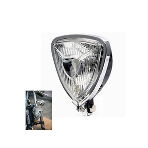 Black Triangle Headlight Lamp Custom Motorcycle Chopper Bobber Harley Triumph XS - Picture 1 of 3