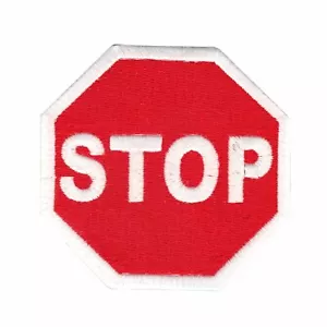 Stop Sign Motif Iron On Embroidered Applique Patch - Picture 1 of 1