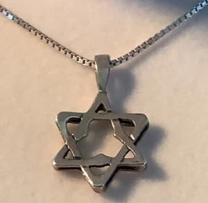 STERLING SILVER Modern Jewish Star David Pendant 925 Classic Simple Necklace - Picture 1 of 6