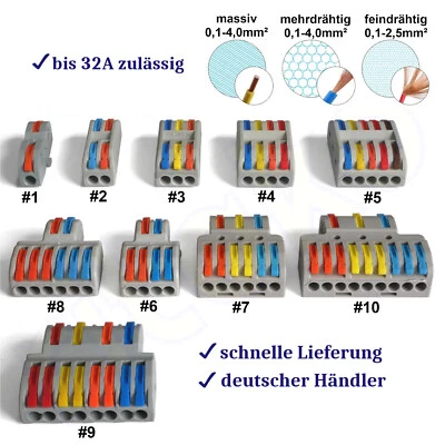 Verbindungsklemmen Kabelverbinder Abzweigverbinder Kabelklemmen Splitter lösbar - Bild 1 von 4