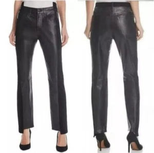 Pantalones para mujer MARCO de cuero de cordero y paneles de gamuza en talla NOIR: 25 $1095 NUEVOS SIN ETIQUETAS - Imagen 1 de 8