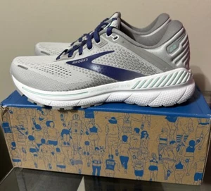 Brooks Adrenaline GTS 22 Womens 8 D (Wide) Shoes Alloy/Blue/Green Road Running - Picture 1 of 11