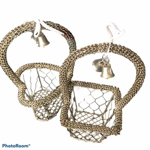 Wedding Bride & Groom Twisted Wire Baskets Ring Holders Cake Decor - Picture 1 of 4