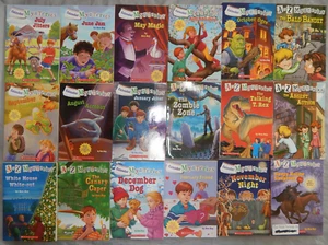 18 kids books lot A-Z + CALENDAR MYSTERIES ron roy absent author bald bandit pb - Picture 1 of 16
