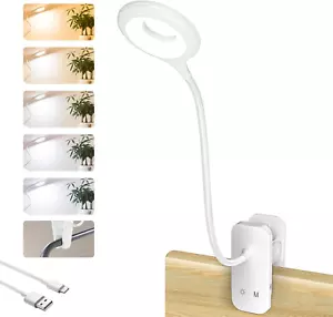 Clip on Reading Light for Bed Headboard Rechargeable Battery Clamp on Bunk Bed - Picture 1 of 12