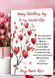 Personalised Valentines Day Card  any name & relationship Hearts & Romantic - Picture 1 of 6