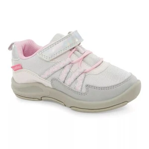 OshKosh Toddler Girl Size 10 Sevvy Silver & Pink Athletic Shoes Washable NEW - Picture 1 of 2