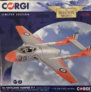 Corgi Aviation De Havilland Vampire T1 1 WZ590 RAF Duxford 1962 AA37304 - Imagen 1 de 4