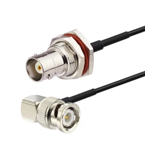 5-Pack BNC Female Bulkhead to BNC Male Right Angle Pigtail Cable RG174 30cm - Picture 1 of 3