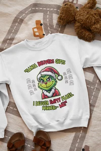 Grinch Christmas Sweatshirt - Unisex Cute Christmas Sweatshirt for Women & Men - Picture 1 of 7
